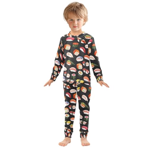 Japanese Food Sushi Pajama Sets Long Sleeve Top with Pants Cotton Soft Sleepwear 2 Piece Pjs Set, 6 Years Old4