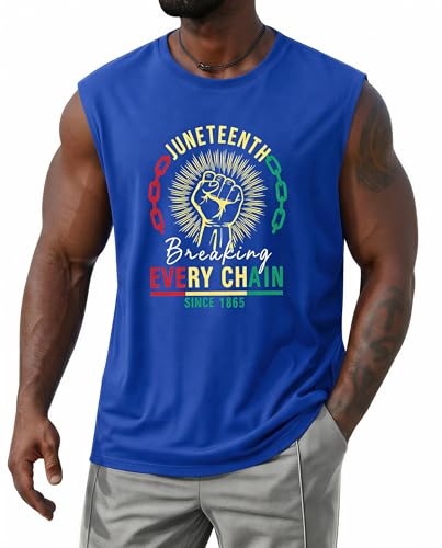 Xynerix Juneteenth Shirts Men 1865 Juneteenth Tank Black American T-Shirts Freedom Day Celebrating Tees Tops (Blue, XX-Large)