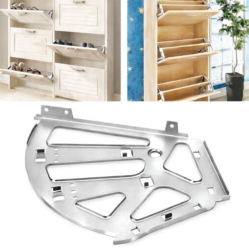 Image of VOLO Shoe Rack Fittings | Shoe Drawer Hinges for Cabinets, Space Saving Shoe Organizer Hardware for Modular Shoe Wardrobes Storage | Pack of 2 Pieces (1 Pair) | (Stainless Steel, 3 Layer)