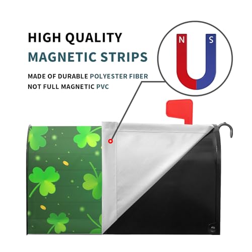 Image of St Patricks Day Mailbox Covers Magnetic Standard Size 18 X 21 Inch Green Shamrocks Mailbox Cover Spring Lucky Clover Magnetic Mailbox Wraps Holiday Post Letter Box Cover for Garden Yard Outside Decor