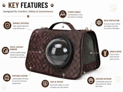 Image of Large Cat Backpack Carrier Expandable Pet Carrier Backpack for Small Medium Cats Fit Up to 18 Lbs, Foldable Puppy Backpack Carrier for Travel, Hiking, Window, Brown