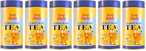 Image of Guppy Moms Lemon Iced Tea Powder - Sugar-Free & Refreshing Fruit Drink | Healthy Energy Drink Alternative & Premium Mixer | Aromatic, Easy to Prepare | 600g Pack (Pack of 6)