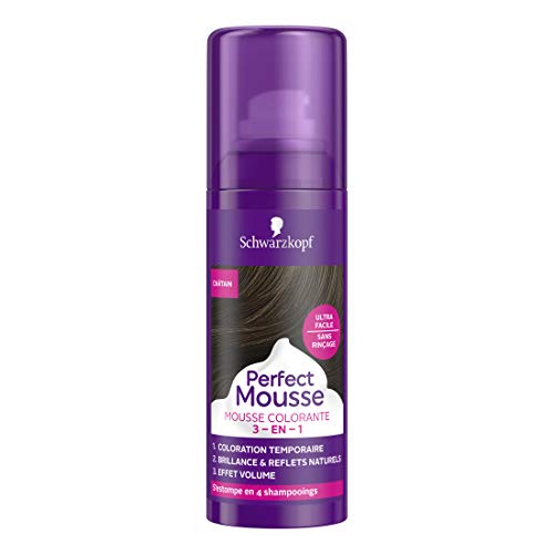 Schwarzkopf - Temporäre Haartönung aus Schaumstoff – Glanz und natürliche Reflexe – Volumeneffekt – Perfect Mousse 3-in-1 – Kastanienbraun 4-0