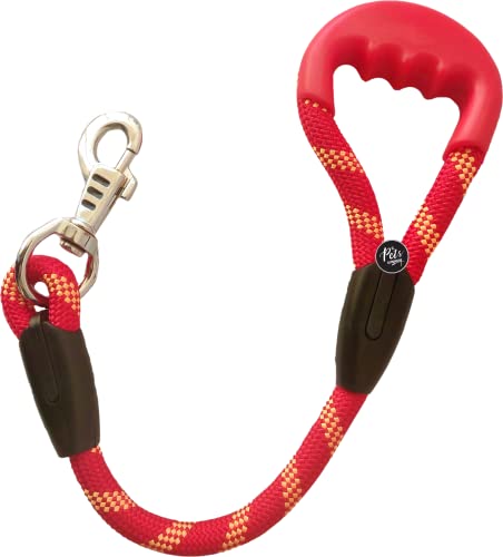 Image of The Pets Company Short Rope Dog Leash for Giant & Large Dogs with Rubber Hand Grip, Red 18 mm, 2 Feet