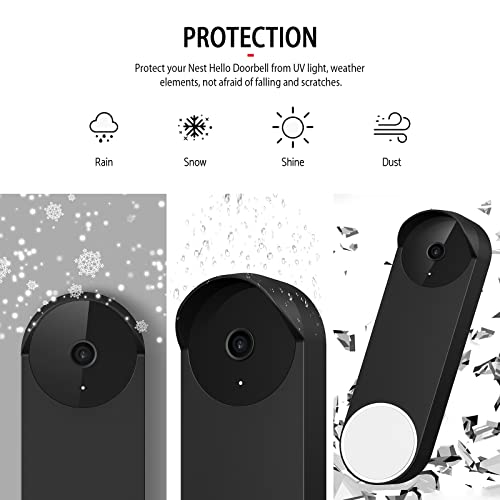 PUUUCI Silicone Case for Google Nest Hello Doorbell (Wired, 2nd Gen / 3rd Gen) Cover - Weatherproof Protective Nest Doorbell Silicone Skin Case (Black) - Thumbnail 4