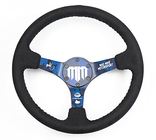 NRG Innovations Reinforced MAD MIKE Signature Alcantara Steering Wheel RST-020MB-C-MM + U.S. Performance Lab Air Freshener