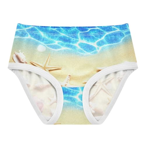 Aesthetic Toddler Underwear Custom 2t Cotton Girl Panties Cute Starfish Shells Blue Beach Kids Undies Briefs