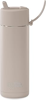 Frank Green - Ceramic Reusable Bottle - Stainless Steel Water Bottle With Straw, Insulated Water Bottle, Metal Water Bottle - Flip Straw Lid - 20oz - Moon Dust