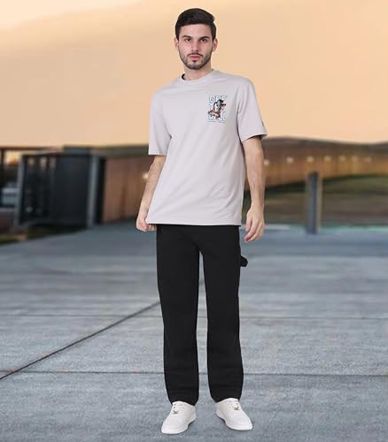 Image of i'sol Men's Loose Baggy Fit Cargo Carpenter Jeans with 6 Pockets Non-Stretchable