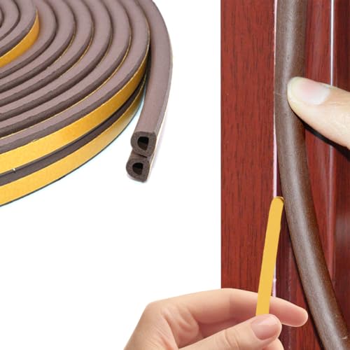 隙間テープ すきま風防止テープ コーキング 防風テープ ドアの隙間防風 窓サッシの隙間 隙間テープ 遮音テープ 防寒・省エネ 遮音 気密性向上 幅調節可能 防虫・防塵 (ブラウン - 10m) 別々に使用できます 9mm幅×5メートル×2枚