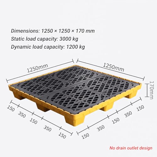 Bac de rétention étanche pour hydrocarbures avec grilles, idéal pour le stockage industriel de fûts et la prévention des déversements. Robuste (1250 x 1250 x 170 mm), durable et facile à net