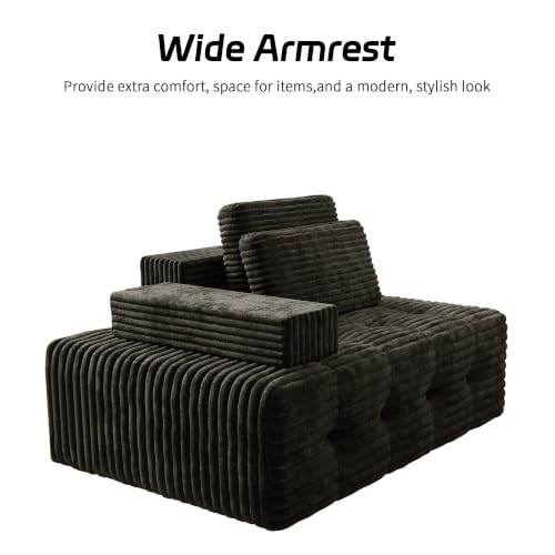 Image of 110 inch Modular Cloud Sofa, Oversized Corduroy Couch with Adjustable Headrests, Deep Seat Frameless Sofa, 2 Ottomans Not Included, for Living Room, Apartment