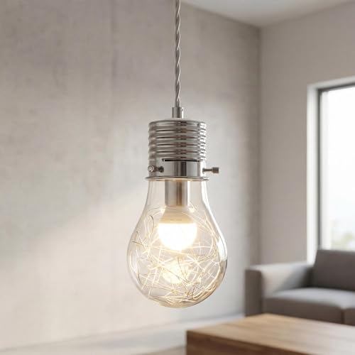 Licht-Erlebnisse moderno luce a sospensione in forma di lampadina con in fil di ferro E14 Montatura Lampade a sospensione cromato Lampade a sospensione Luce