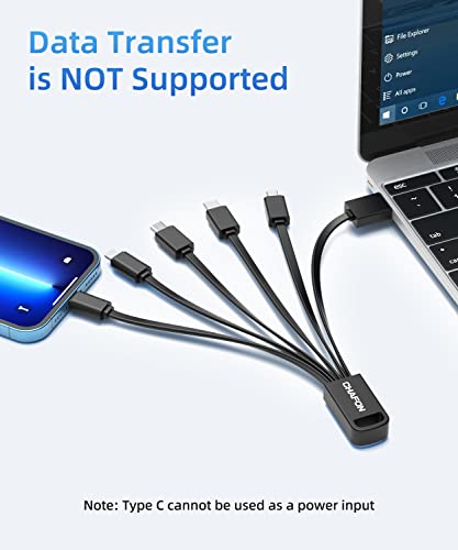 Multi Charging Cable Short, 2Pack 6 In 1 Multiple Usb Fast Charger Cord Adapter Type C Micro Usb Port Connectors Compatible With Cell Phones/Tablets/Portable Charger (Black) #TOP3