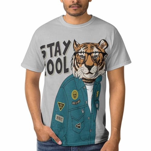 T-shirt homme col rond et manches courtes Cool Tiger en coton