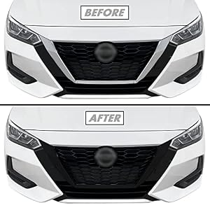 SlickMod Chrome Delete Blackout Vinyl Overlay for 2020-2022 Nissan Sentra Front Grill Trim (1. Front Grill, Gloss Black)