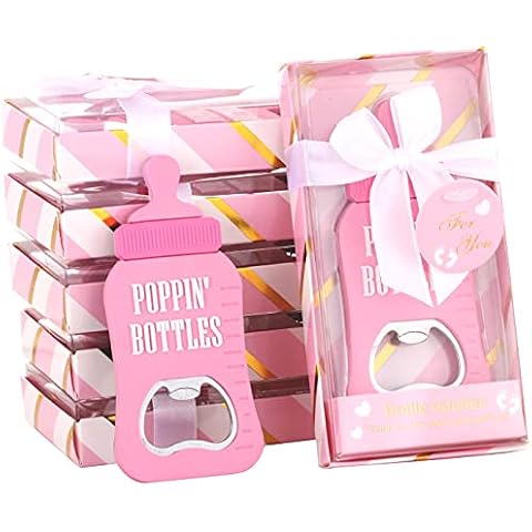 16 pcs Bottle Opener Baby Shower Favor Gifts for Guest, Pink Girl Baby Shower Party Souvenir/Keepsake/Decoration,Refrigerator Magnet PVC Metal Bottle Opener for Beer (Pink, 16) Cover
