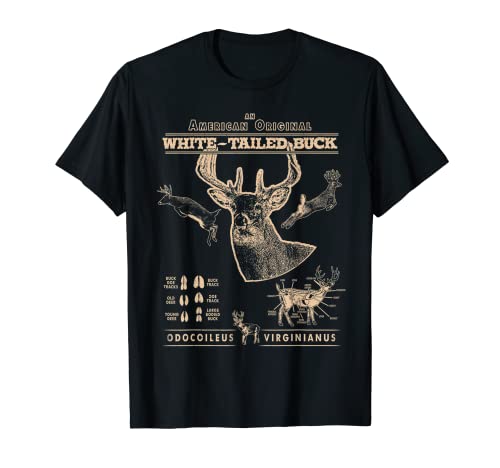 White-Tailed Deer Buck Anatomy, Deer Hunter Hunting Design T-Shirt