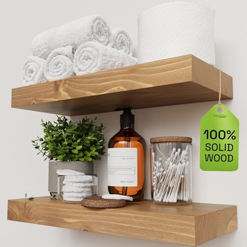 BAOBAB WORKSHOP Natural Wood Floating Shelves for Wall 16 inch - ...