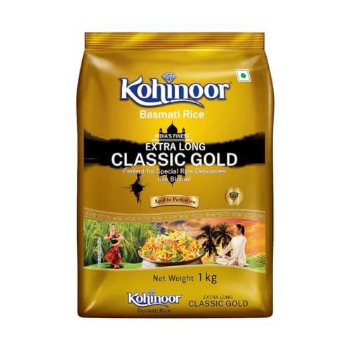Image of Kohinoor Classic Gold Basmati Rice, 1 kg | Naturally Aged for 2 Years | Premium Aromatic Long-Grain Basmati | Perfect for Biryani & Special Meals