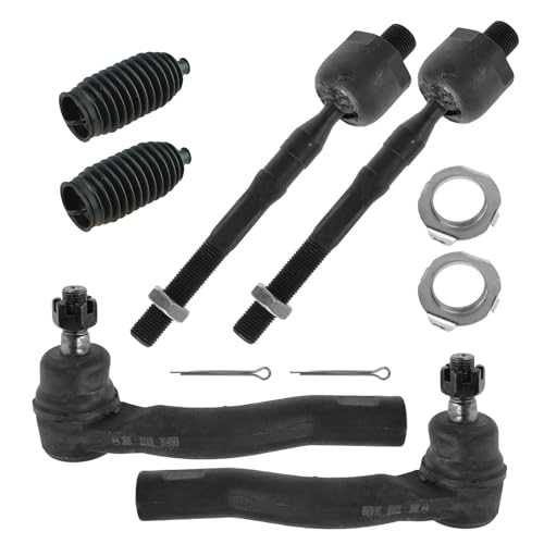 TRQ Front Driver & Passenger Side Inner & Outer Steering Kit Steering Rack & Pinion Bellow Tie Rod Compatible with 2006-2012 Ford Fusion 2007-2012 Lincoln MKZ 2006 Zephyr 2006-2009 Mercury Milan