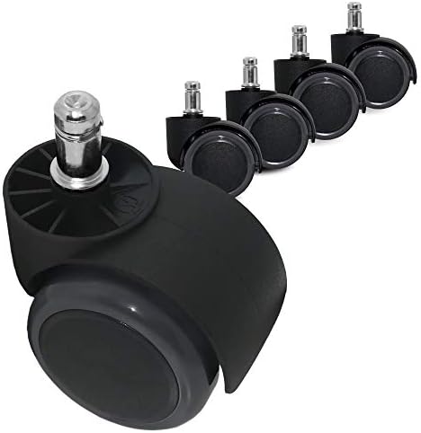 Guildrey Office Chair Caster Wheels, 7/16” (11mm) Stem Diameter, Protecting Floor Rubber, Standard Stem, Easy Install for Replacement, Set of 5
