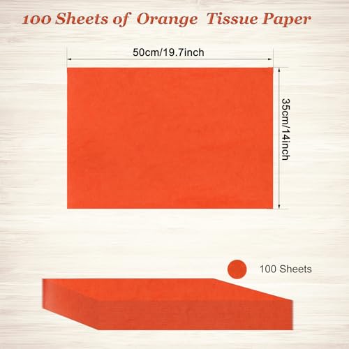 Image of 100 Sheets Orange Tissue Paper Artdly 14 x 20 Inches Plum Tissue Paper Bulk for Weddings Birthday DIY Project Wrapping Crafts Decor