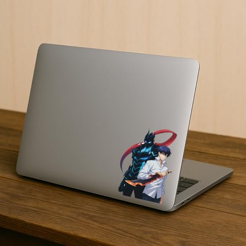 Image of Solo Leveling Peeker Anime Manga Decal Water Resistant Sticker Indoor Use Ideal for Laptop Window (Jin-Woo and Igris)