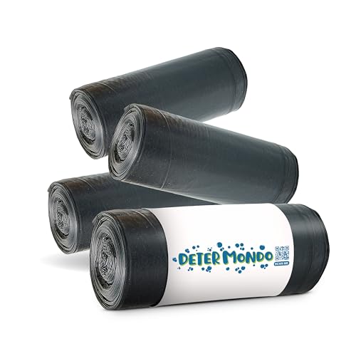 DETERMONDO 40 Sacchi Spazzatura Grandi 90x120 cm, Sacchi Neri per Rifiuti, Capacità di 120L, Resistenti, Riciclabili, Antistrappo e Antigoccia, Ecosostenibili, Made in Italy, 4 Rotoli da 10 pezzi