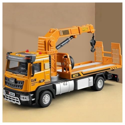 Luulife工程?玩具 レッカー車 車載ショベル 丈夫な合金製 非常にリアル 多機能 光と音で楽しく遊べます あらゆる年齢層に適しています 誕生日 ホリデーギフト エンジニアリングの世界を体験するお子様に最適なお供です (大型レスキュートレーラー - 黄