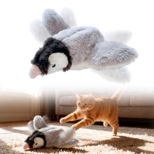 ANYSENT Interactive Chirping Bird Cat Toy,2026 New Flying Bird Cat Toy Flapping Bird Toy,Simulation Chirping Bird Toys Interactive Cats Toys for Bored Indoor Outdoor (Light Grey/1PCS)