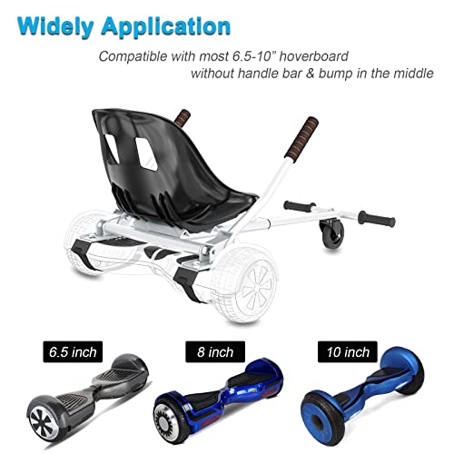 Image of Hoverboard Seat Attachment 265lbs Capacity, 26 inch-34.5 inch Adjustable Length Hover Board Go Kart Accessory w /Comfortable&Sturdy Seat,Go Cart Compatible with 6.5 inch 8 inch 10 inch Hoverboard,Kids Adults