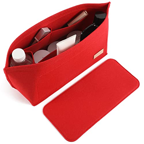 Image of Doxo Purse Organizer Insert Handbag & Tote Felt Bag Fits L Neverfull GM & Base Shaper 2pc Set (X-Large, Red-Combination)