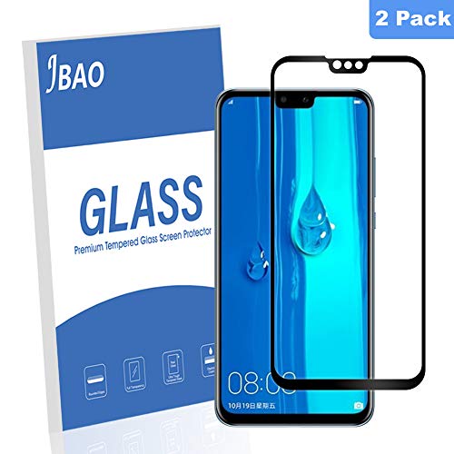 [2-Pack] Jbao Direct compatible Y9 2019 Screen Protector, 9H Hardness [Scratch Resistant][Anti-Fingerprint] [Bubble Free][Full Screen Coverage]Tempered Glass for Y9 2019 (Black)