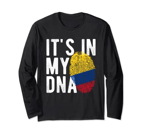 Huella digital con la bandera de Colombia It's in my DNA Manga Larga