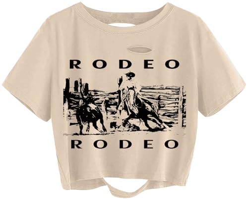 Avanova Women Sun Moon Graphic Distressed Crop Top Oversized Short Sleeve Ripped Tee Shirt