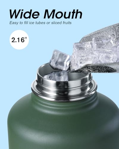 Image of Coolflask Half Gallon Water Bottle Insulated with Straw & 3 Leakproof Lids