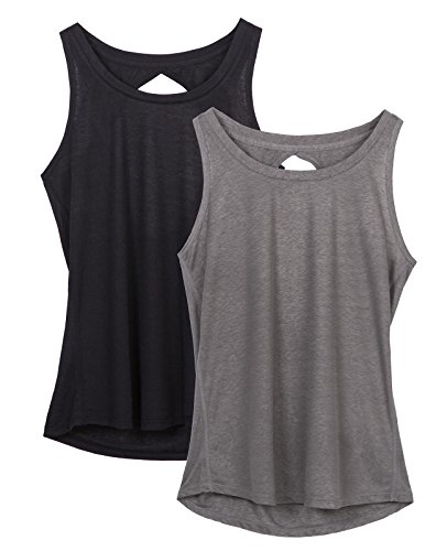 icyzone Yoga Tops Activewear Workout Clothes Open Back Fitness Racerback Tank Tops