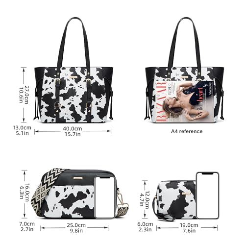 Image of Women Fashion Synthetic Leather Handbags Tote Bag Shoulder Bag Top Handle Satchel Purse Set