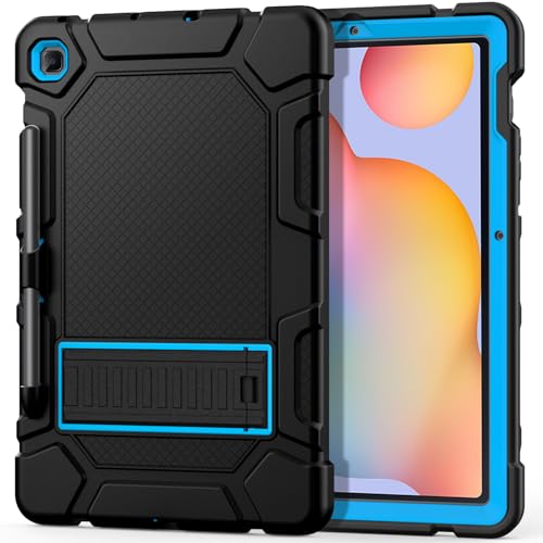 Cantis Case for Samsung Galaxy Tab S6 Lite 10.4 Inch 2024/2022/2020 with S Pen Holder, Heavy Duty Shockproof Rugged Protective for Samsung S6 Lite Case 10.4'', Black+Blue+Black