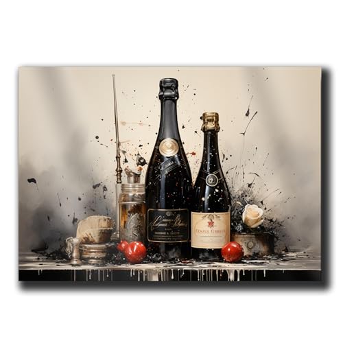 Storeusa99 A Drawing Of A Bottle Of Sparkling Wine With Black Splashes On Top cover