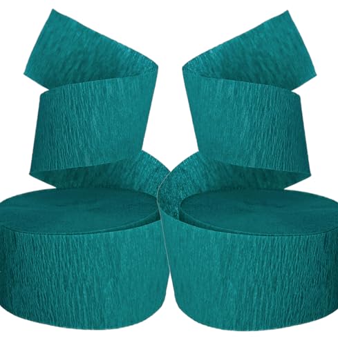 TEAL Crepe Paper Streamers, 2 ROLLS, 145 FT TOTAL, MADE IN USA!
