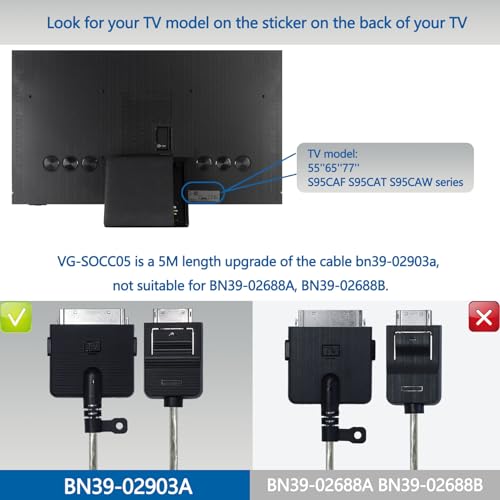 BN39-02903A One Connect Cable 2.5m/8.2ft Compatible with Samsung OLED 4K TV S95CAF S95DAF S95FAF Series QN55S95CAT (2023, 2024, 2025 OLED) TV HDMI Cables