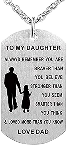 Halskette Hundemarke Tarc Edelstahl Vater Tochter Anhänger Halskette Mode Halskette Liebesgeschenk an meine Tochter für Frauen Männer Geschenk