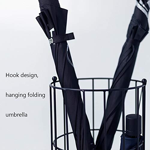 Seau à parapluie robuste en métal forgé noir de qualité - 6