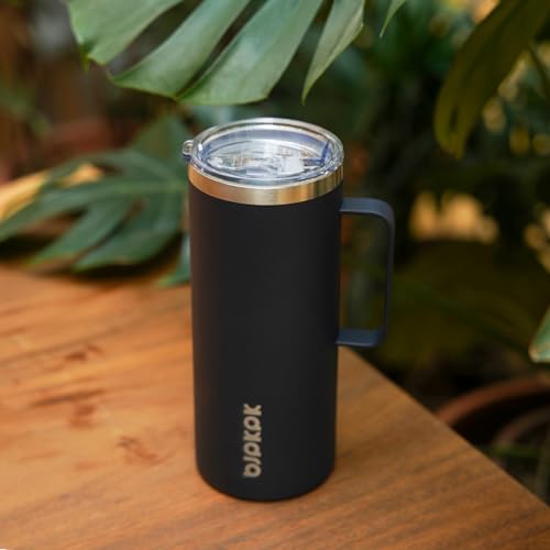 Image of BJPKPK 32oz Insulated Coffee Mug with Handle, Stainless Steel Travel Mug | Keeps Drinks Hot & Cold, Double Wall Vacuum, 2 Lids Included, BPA-Free Coffee Tumbler for Home, Office & Travel