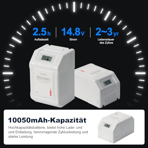 Miniatura 7 de Viltrox Bp-V150 Mini V Mount Batería 10050mah Batería V Lock Con Pantalla Lcd,Dual D-Tap Usb Salida 150wh 14.8v,Blanco V Mount Mini Lock Battery Para Cámaras,Videocámaras,Luce Led,Monitores Smartphone
