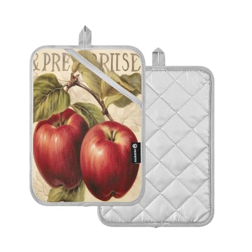 Manoplas vintage de bolsillo para horno con almohadilla caliente antideslizante, 2 unidades 5