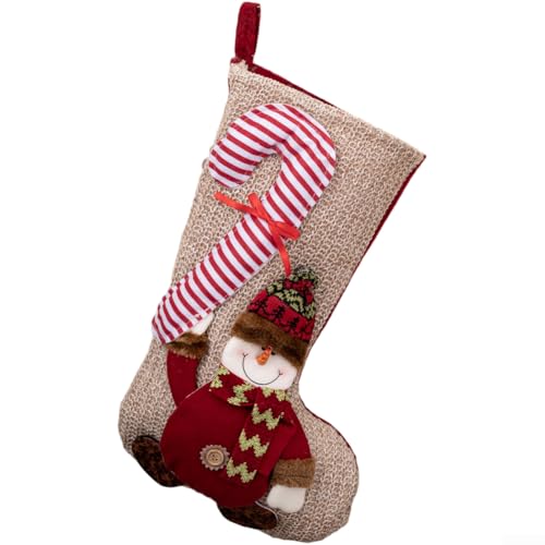 Eawfgtuw Ornamento natalizio in stoffa con Babbo Natale, pupazzo di neve e renna, borsa portaoggetti da appendere per caminetto, mensole (B)