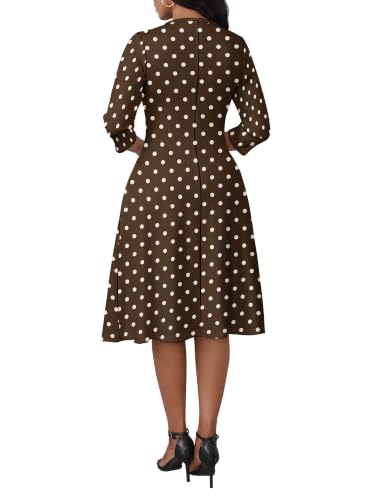 Image of PinkPatty Women's Casual 3 /4 Sleeve Midi Dresses Fit and Flare Church Work Dress with Pockets